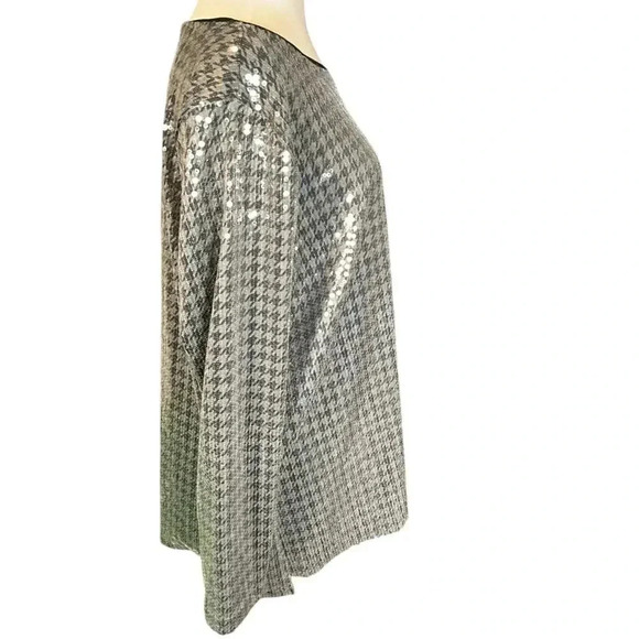Chicos NWT Houndstooth Sequin Tunic Size 3 US Size XL Silver and Black - Picture 8 of 15